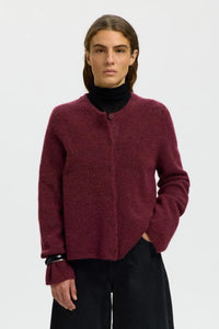 Lulu New Ls Knit Cardigan Tawny Port Melange