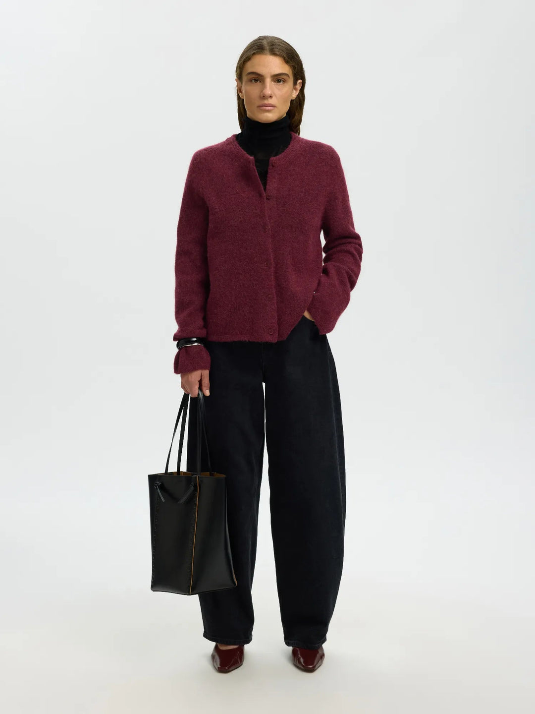 Lulu New Ls Knit Cardigan Tawny Port Melange | Genser | Smuk