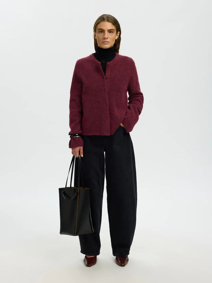 Lulu New Ls Knit Cardigan Tawny Port Melange | Genser | Smuk