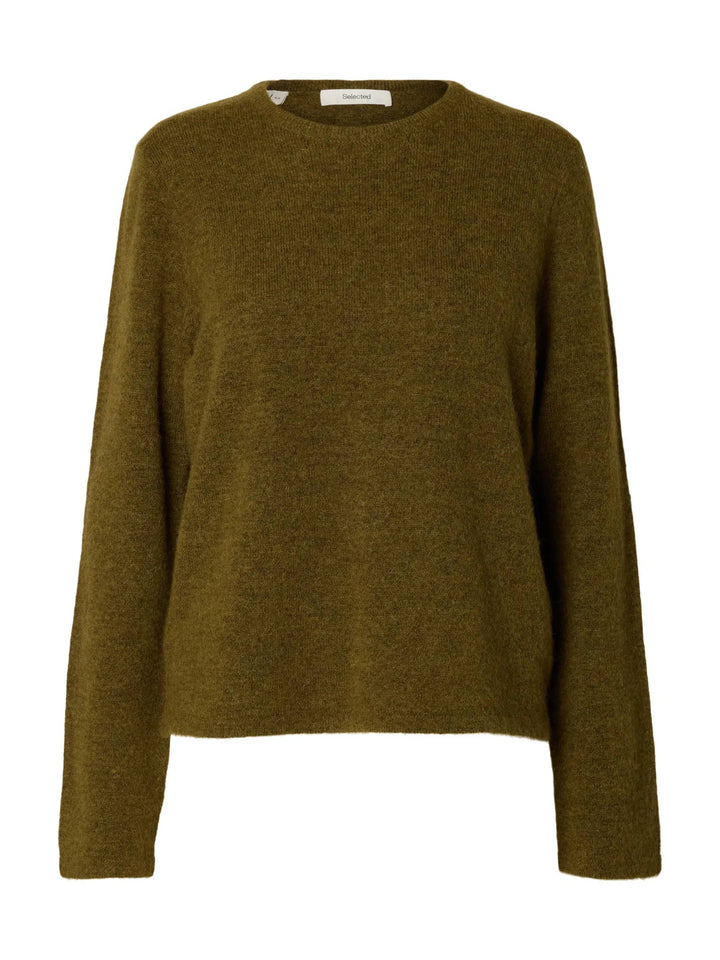 Lulu New Ls Knit O-Neck Fir Green Melange | Genser | Smuk