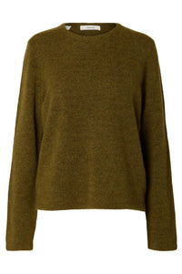Lulu New Ls Knit O-Neck Fir Green Melange