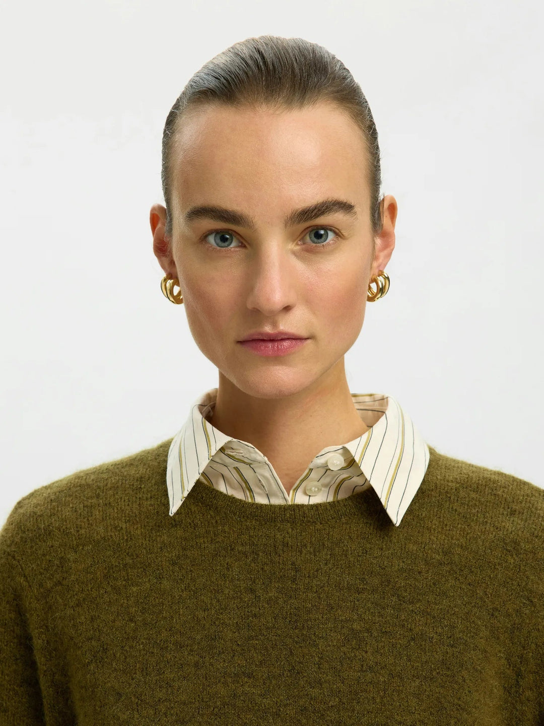 Lulu New Ls Knit O-Neck Fir Green Melange | Genser | Smuk