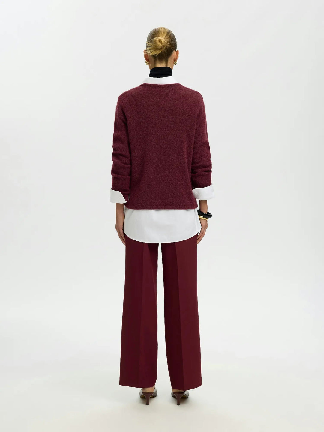 Lulu New Ls Knit O-Neck Tawny Port Melange | Genser | Smuk