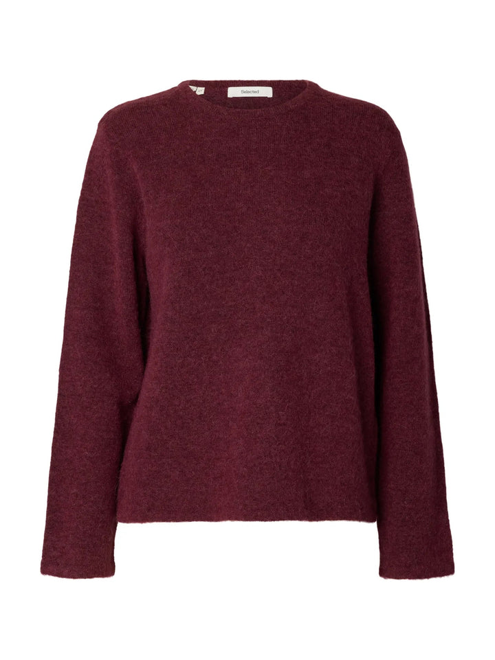 Lulu New Ls Knit O-Neck Tawny Port Melange | Genser | Smuk