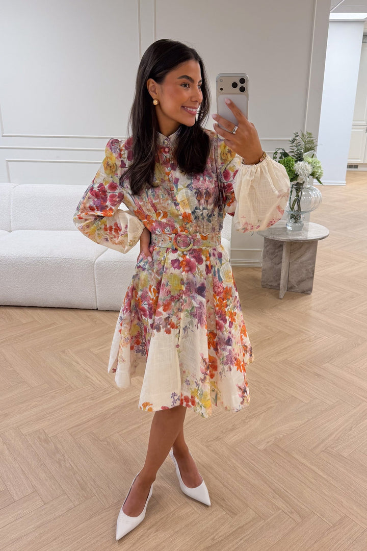 Lumine Mini Dress Beige Flower | Kjoler | Smuk