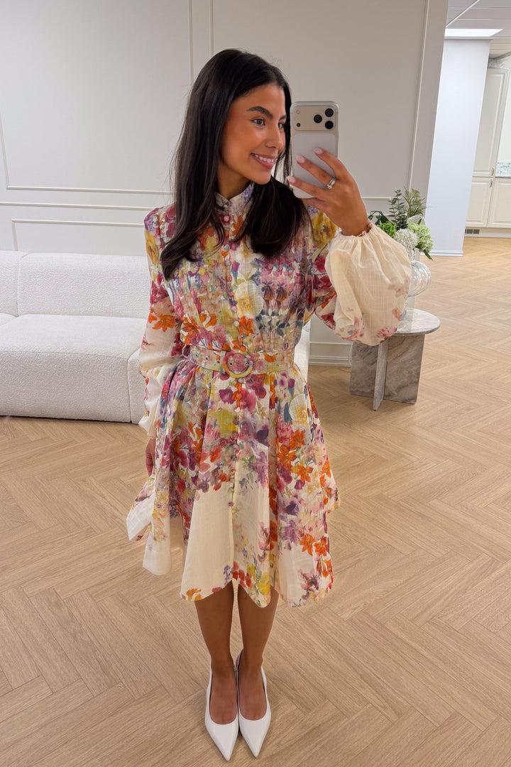 Lumine Mini Dress Beige Flower | Kjoler | Smuk