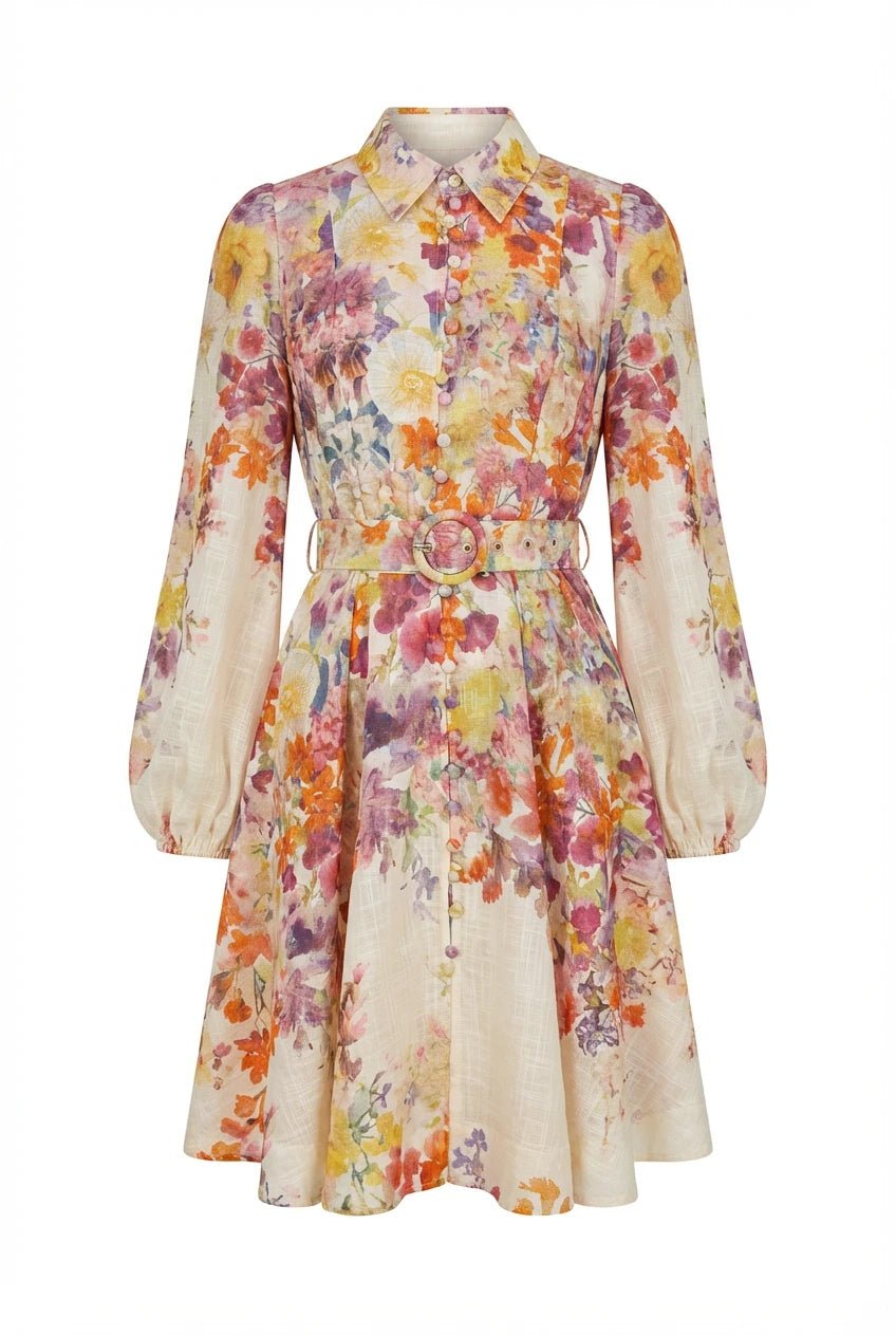 Lumine Mini Dress Beige Flower | Kjoler | Smuk