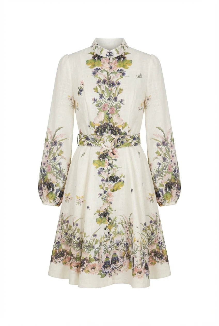 Lumine Mini Dress Green Flower | Kjoler | Smuk