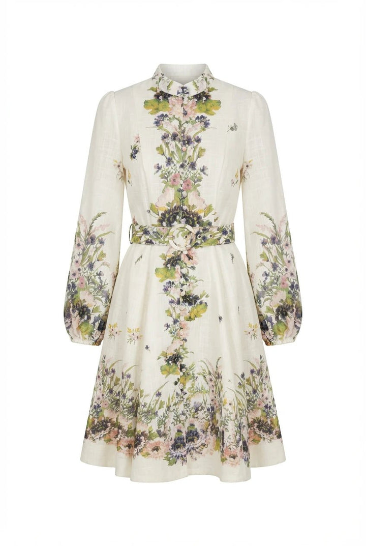 Lumine Mini Dress Green Flower | Kjoler | Smuk