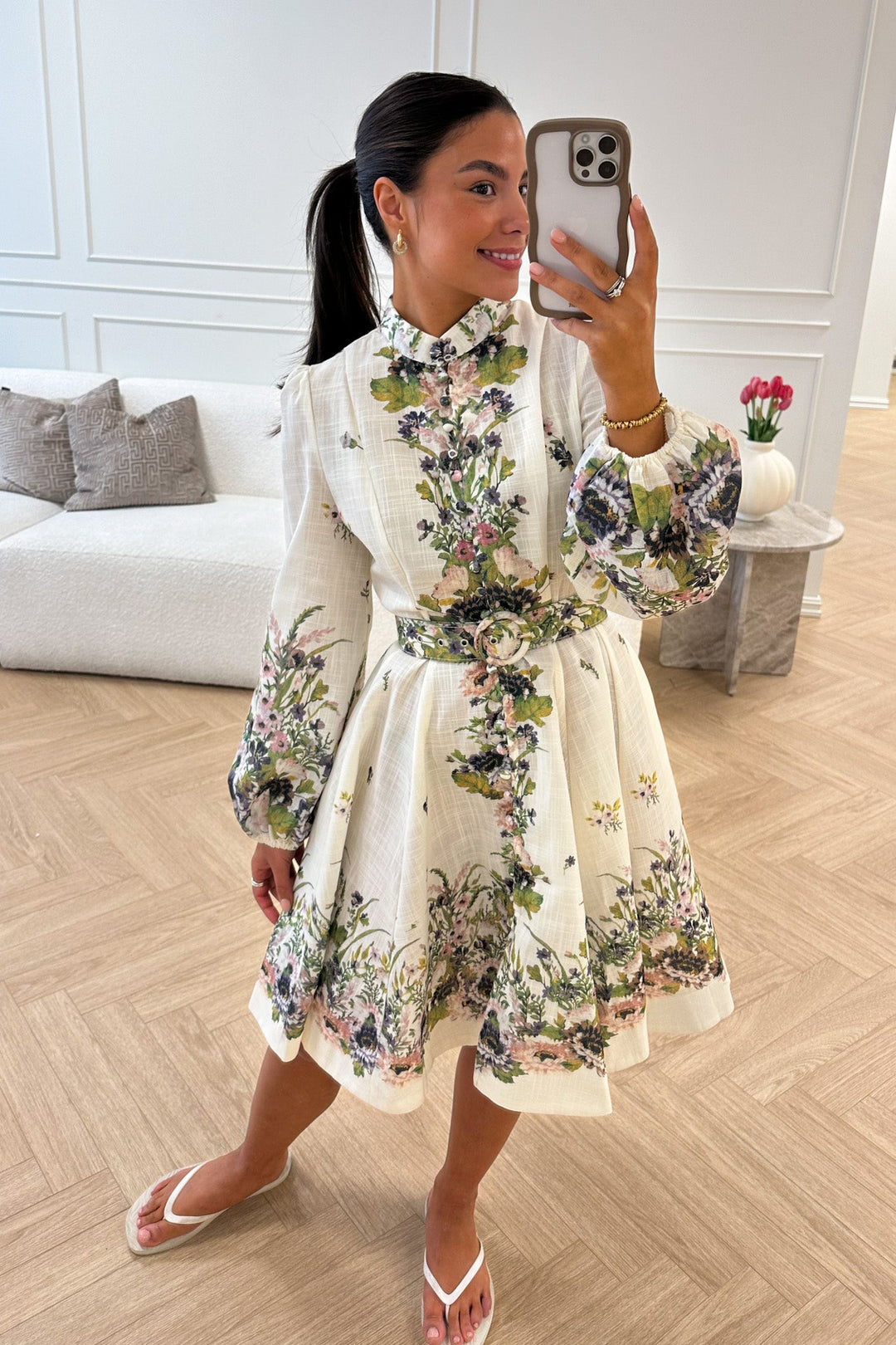 Lumine Mini Dress Green Flower | Kjoler | Smuk