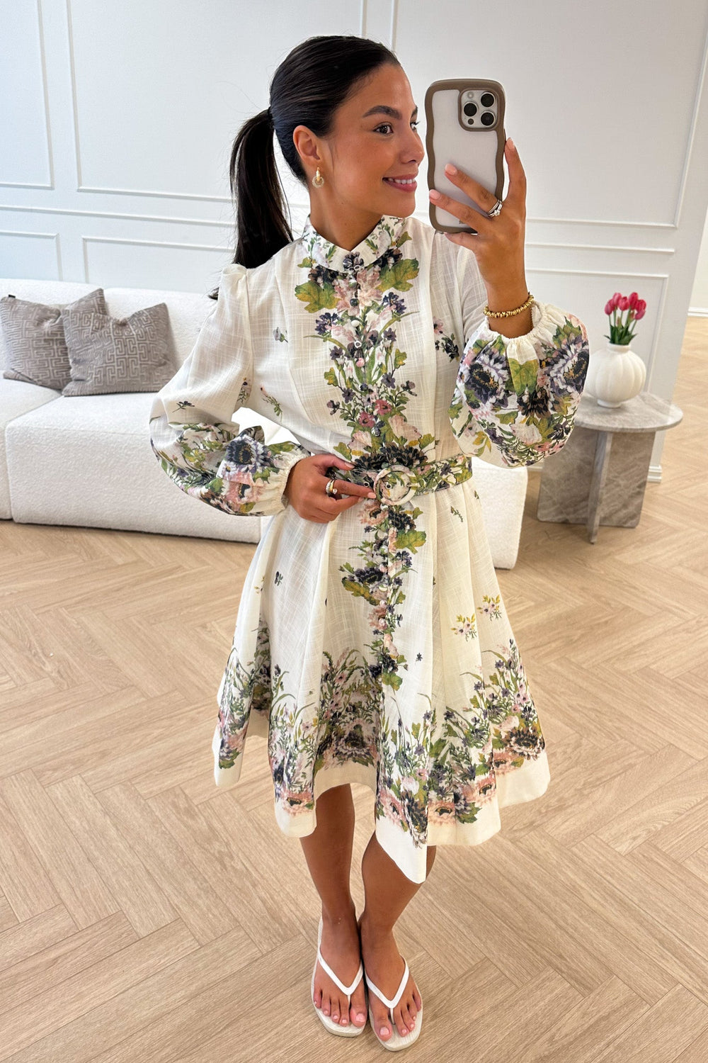 Lumine Mini Dress Green Flower | Kjoler | Smuk