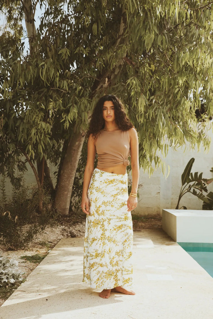 Lune Skirt Yellow Mimosa Print | Skjørt | Smuk