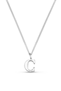 Luxe C Initial Necklace Silver