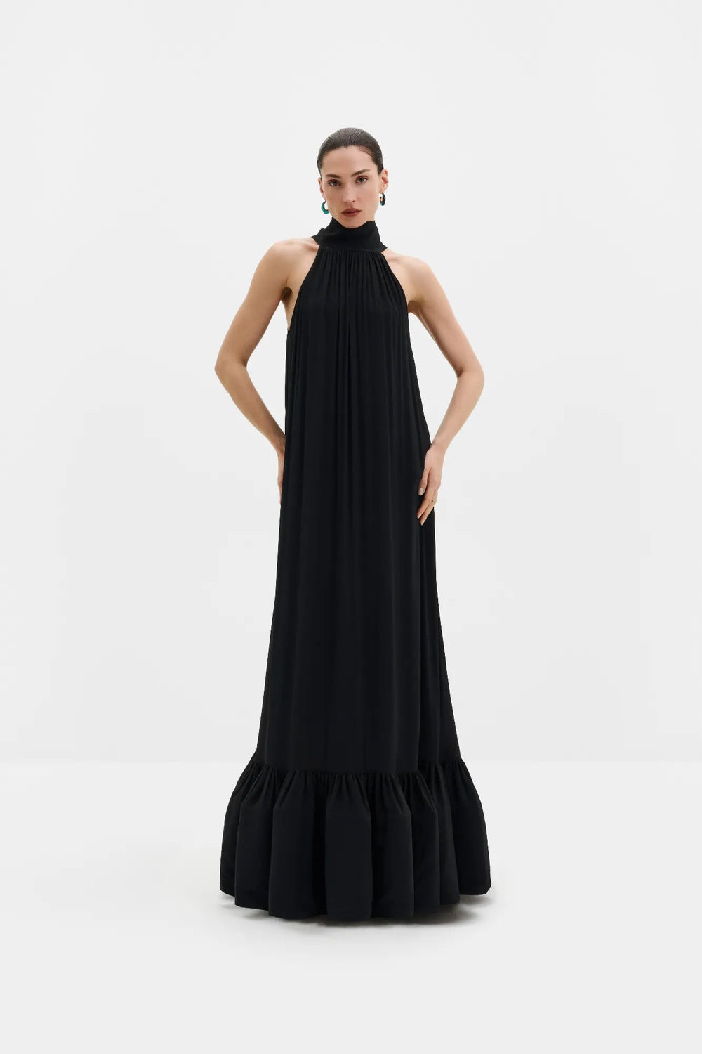 Lykke Halterneck Ruffled Maxi Dress Black | Kjoler | Smuk