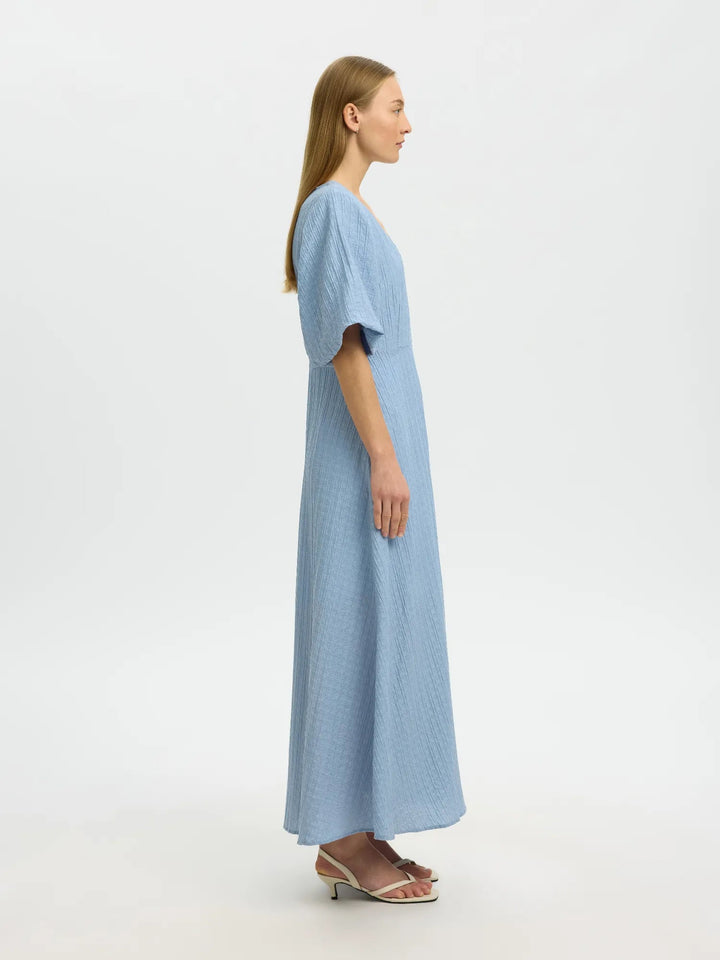 Maddie Ss Closed Back Midi Dress Dusty Blue | Kjoler | Smuk