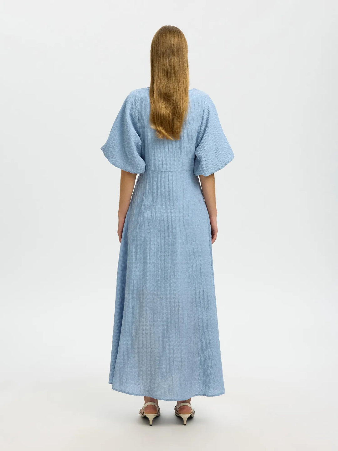 Maddie Ss Closed Back Midi Dress Dusty Blue | Kjoler | Smuk