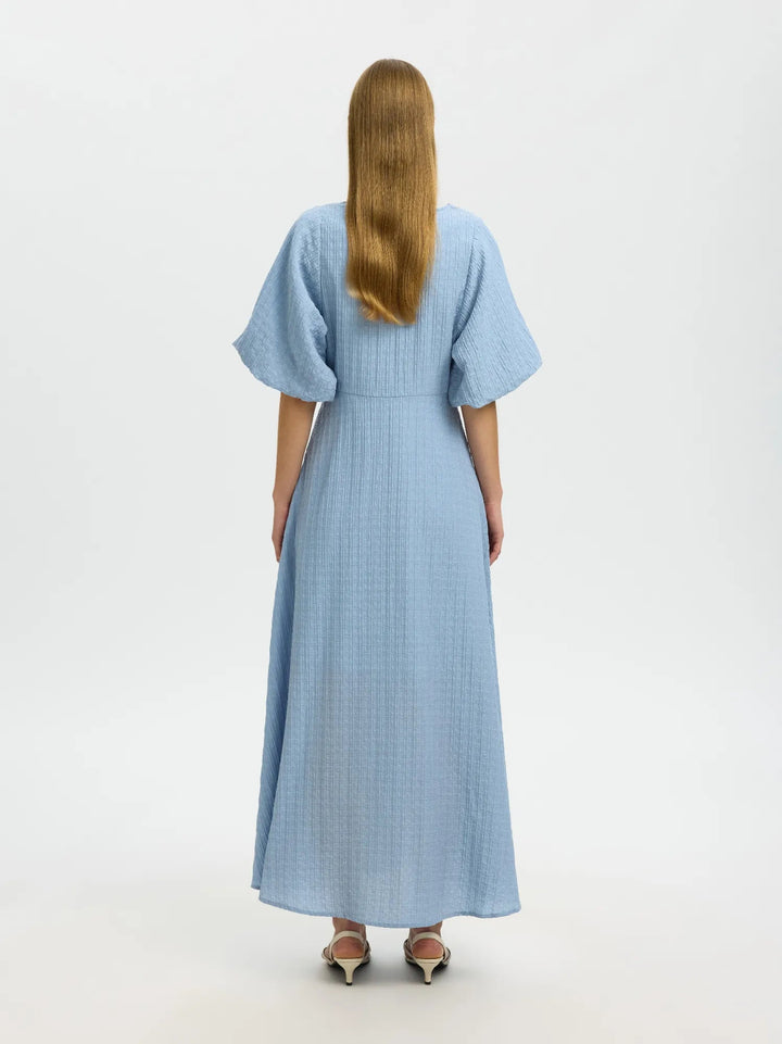 Maddie Ss Closed Back Midi Dress Dusty Blue | Kjoler | Smuk