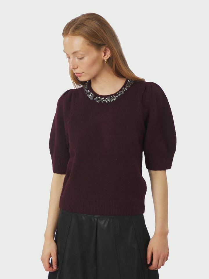 Maia Stone Knit Blouse Wine | Genser | Smuk