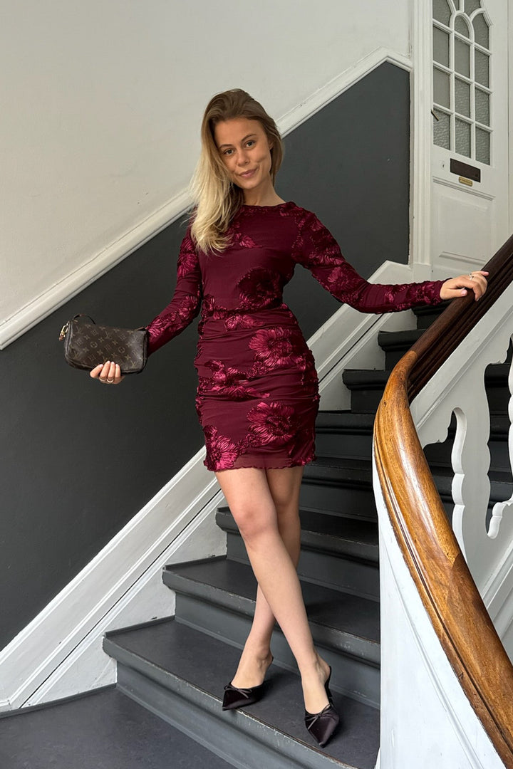 Maja Mesh Dress Bordeaux | Kjoler | Smuk