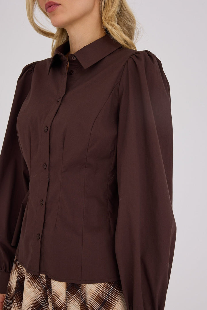 Malika Shirt Dark Brown | Skjorter og bluser | Smuk