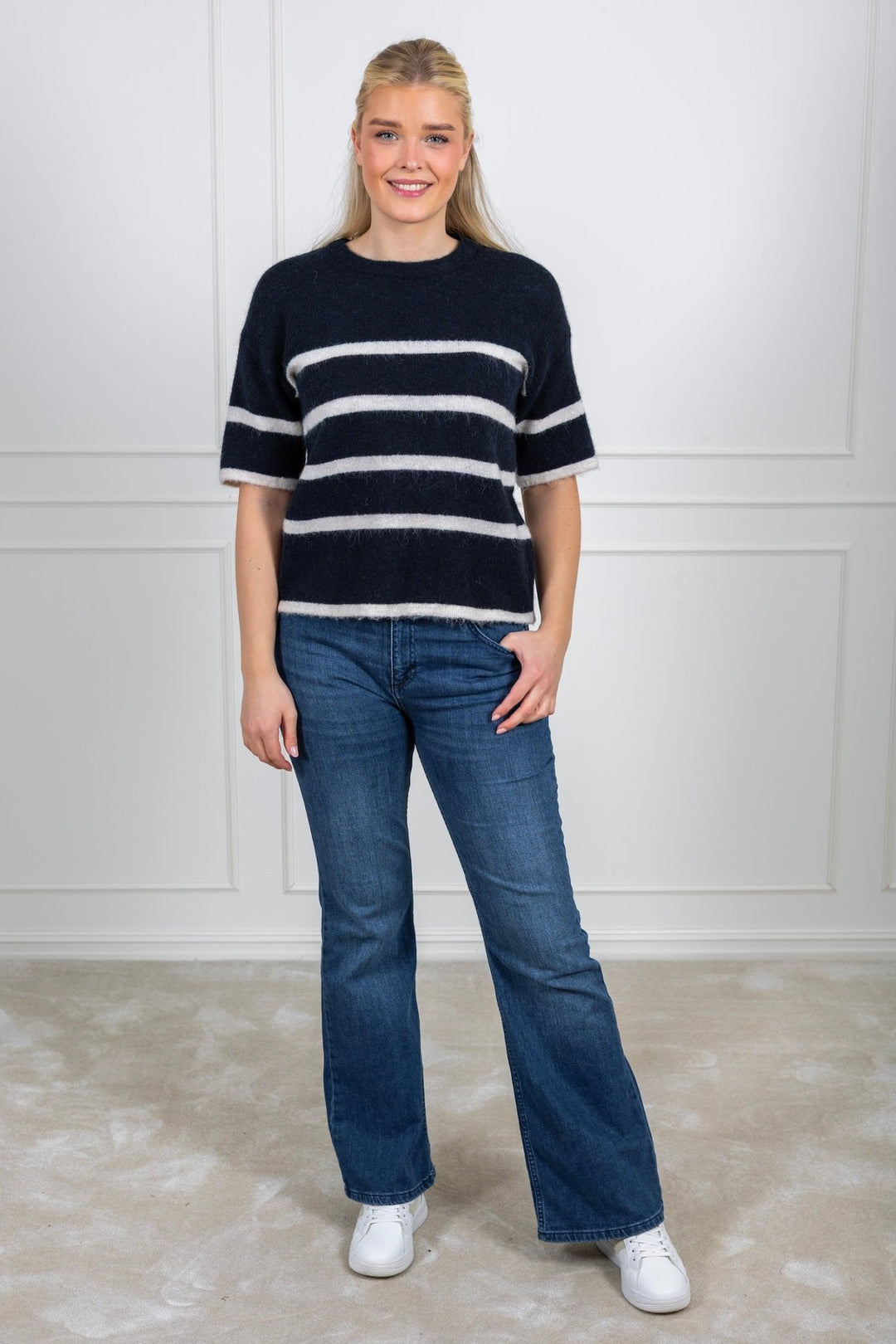 Maline - Liliana 2/4 Knit O - Neck Dark Sapphire Birch | Genser | Smuk - Dameklær på nett