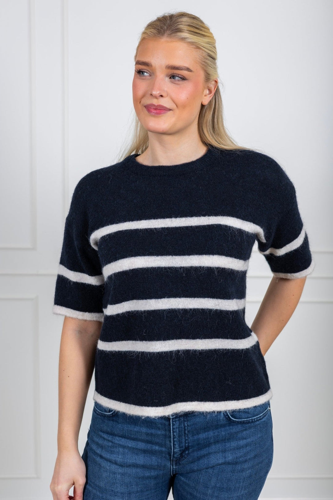 Maline - Liliana 2/4 Knit O - Neck Dark Sapphire Birch | Genser | Smuk - Dameklær på nett