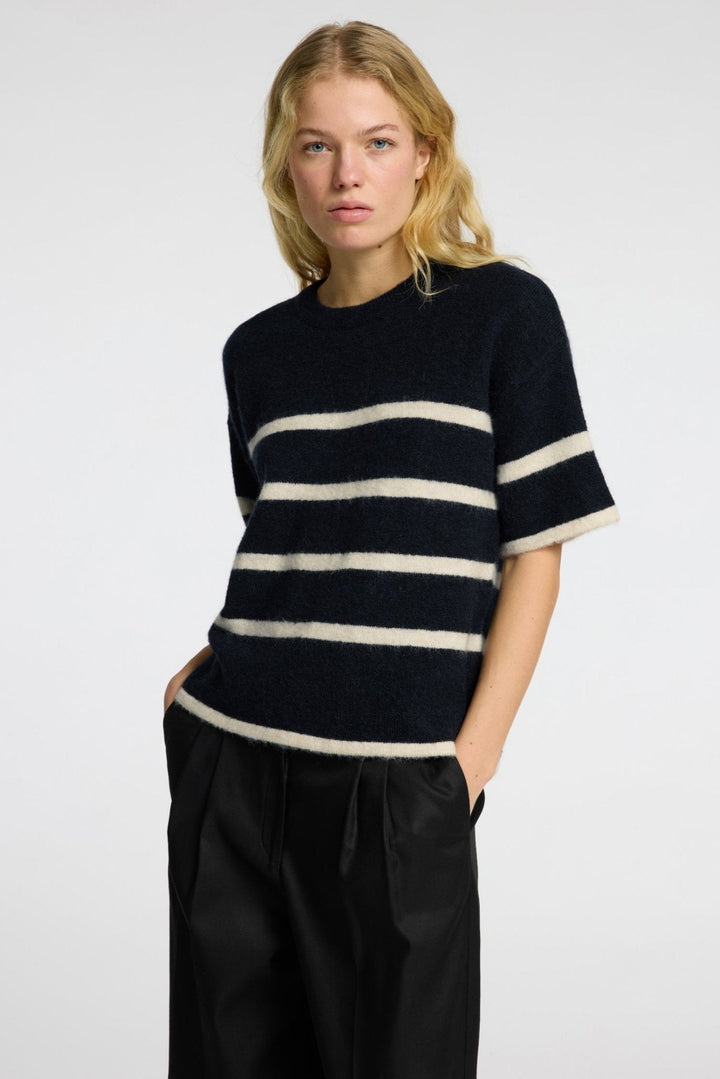 Maline - Liliana 2/4 Knit O - Neck Dark Sapphire Birch | Genser | Smuk - Dameklær på nett