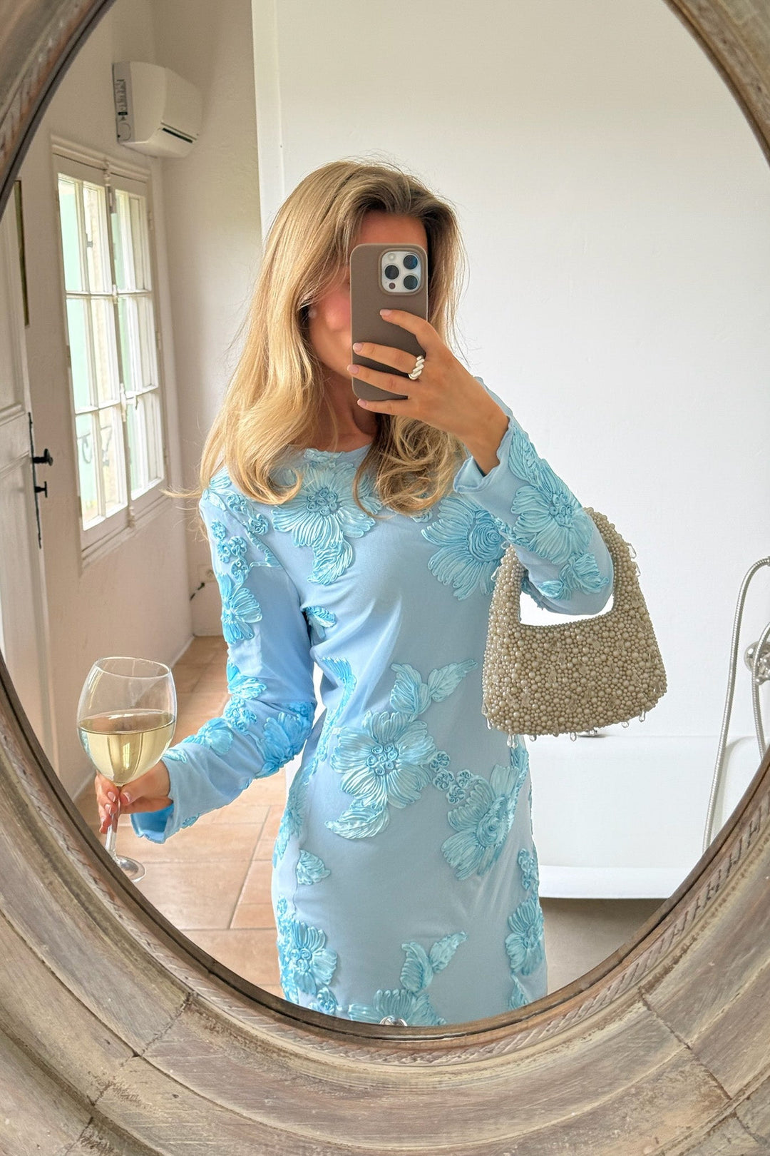 Malou Mesh Dress Blue Flower | Kjoler | Smuk - Dameklær på nett