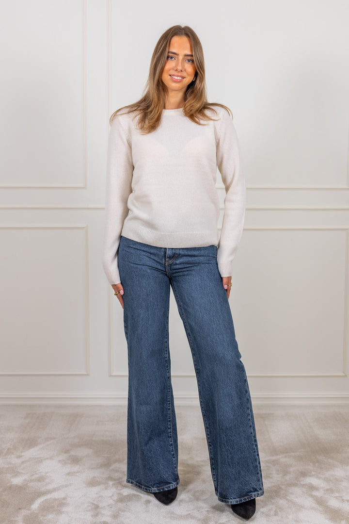 Manila Ls Knit Cashmere O - Neck Snow White Melange | Genser | Smuk - Dameklær på nett