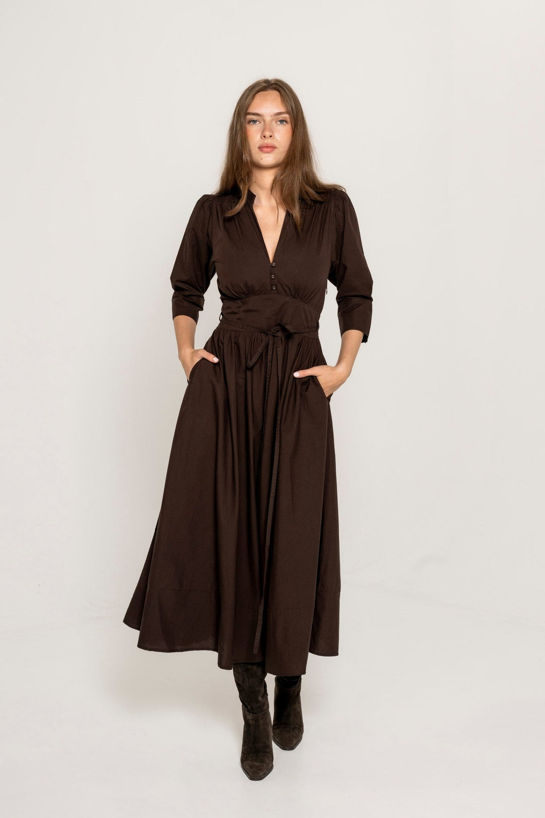 Maria Dress Chocolate Poplin | Kjoler | Smuk