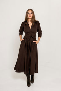 Maria Dress Chocolate Poplin