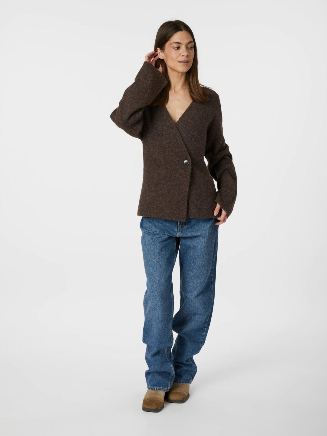 Marie Louise Knit Cardigan Brown Melange | Genser | Smuk - Dameklær på nett