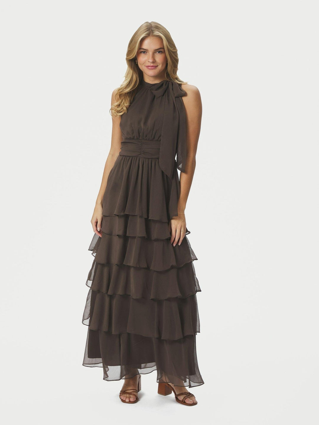 Marli Solid Chiffon Dress Dusty Brown | Kjoler | Smuk