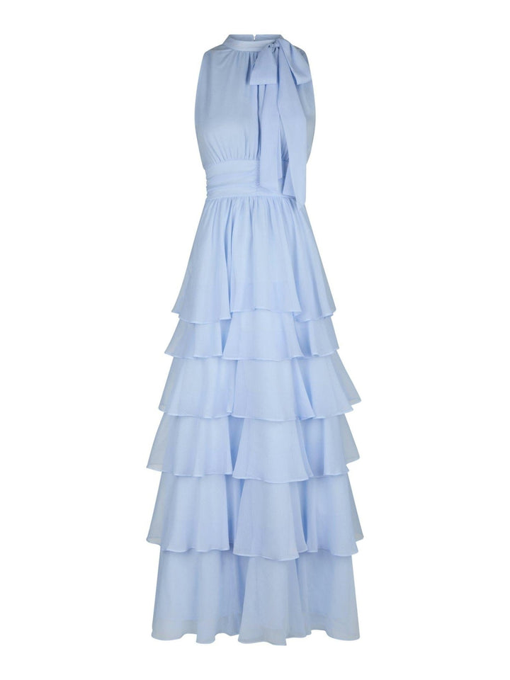 Marli Solid Chiffon Dress Light Blue