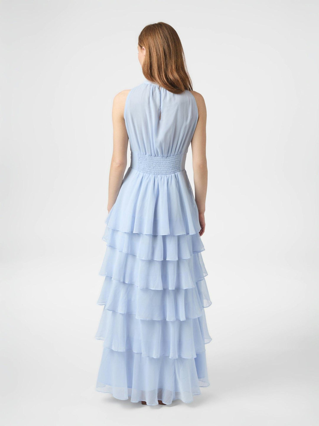 Marli Solid Chiffon Dress Light Blue