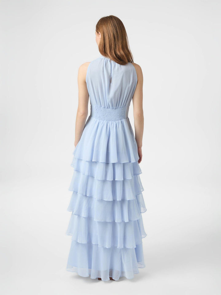 Marli Solid Chiffon Dress Light Blue