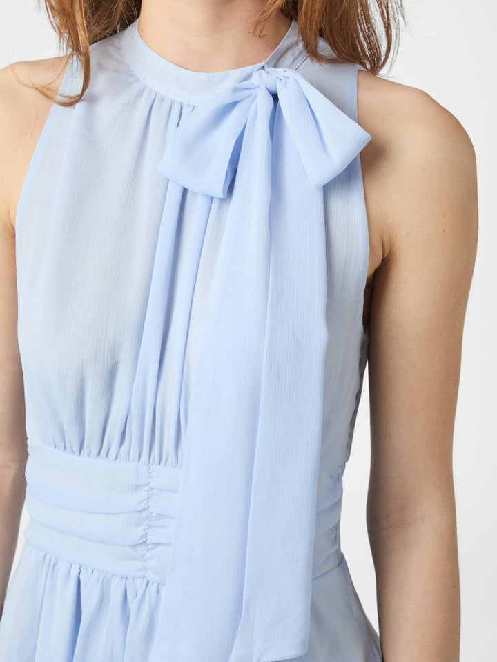 Marli Solid Chiffon Dress Light Blue