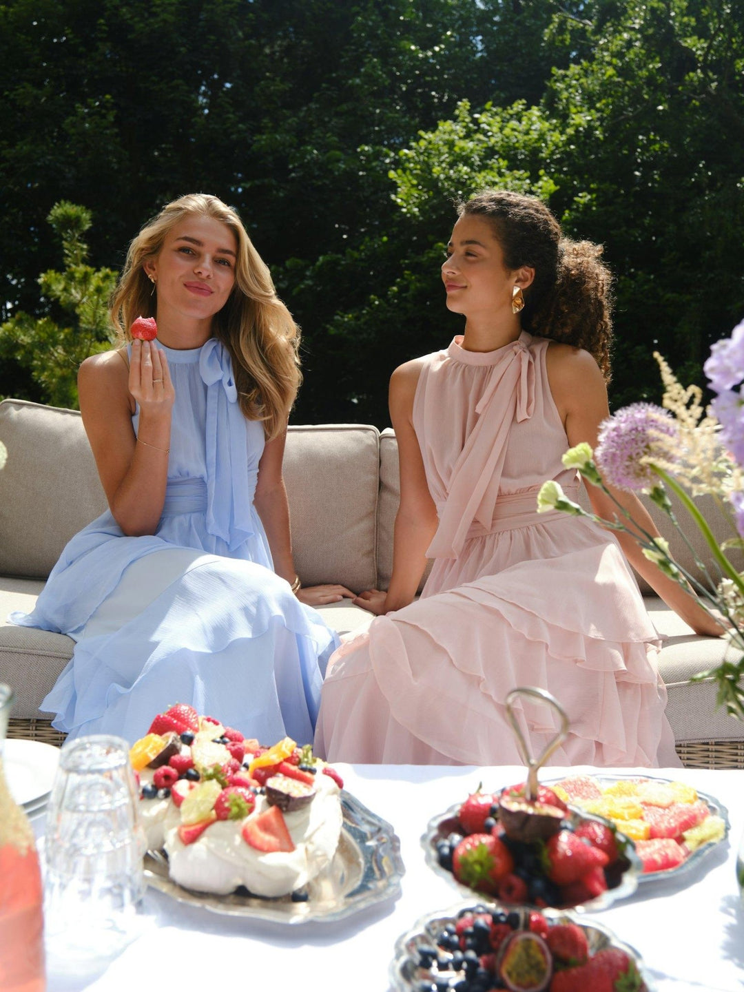 Marli Solid Chiffon Dress Light Blue