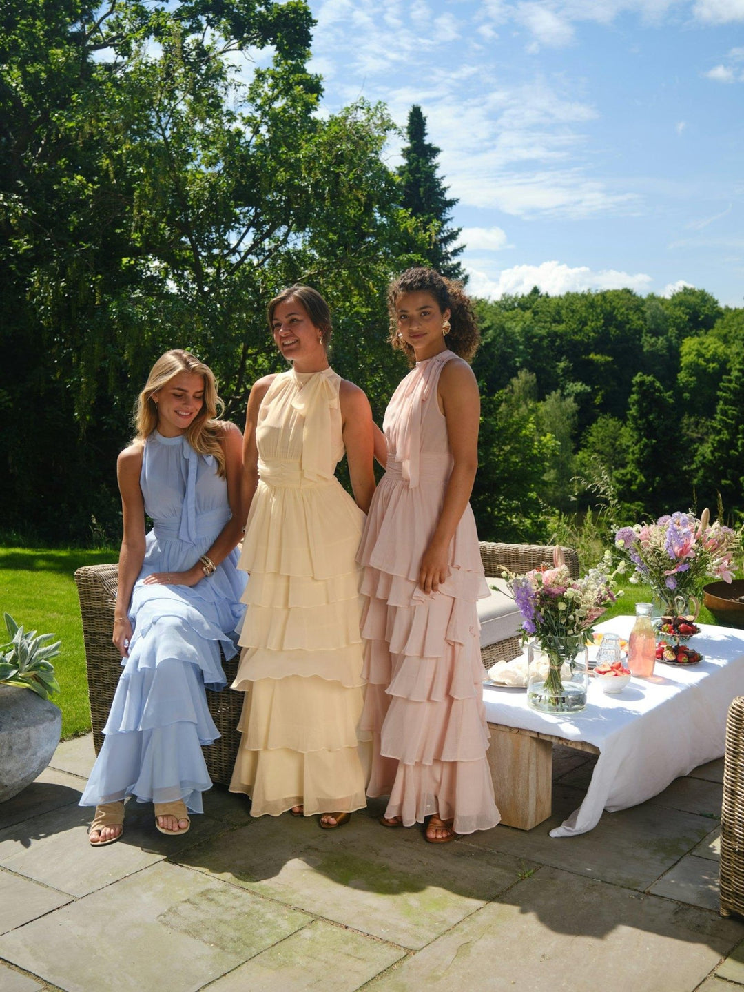 Marli Solid Chiffon Dress Light Blue