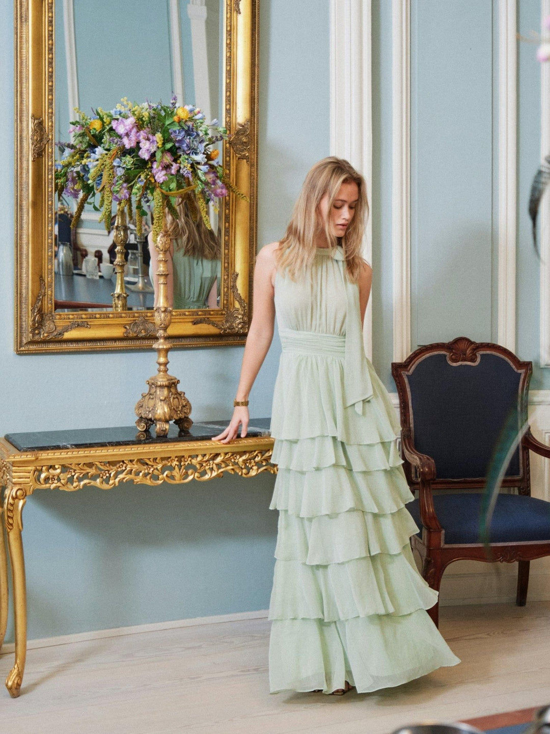 Marli Solid Chiffon Dress Light Green | Kjoler | Smuk