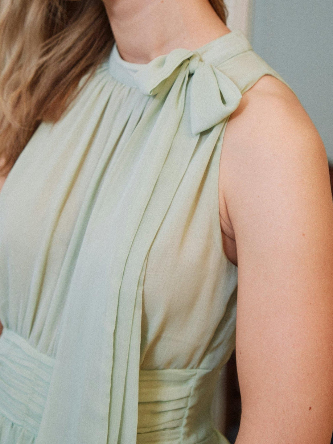 Marli Solid Chiffon Dress Light Green | Kjoler | Smuk