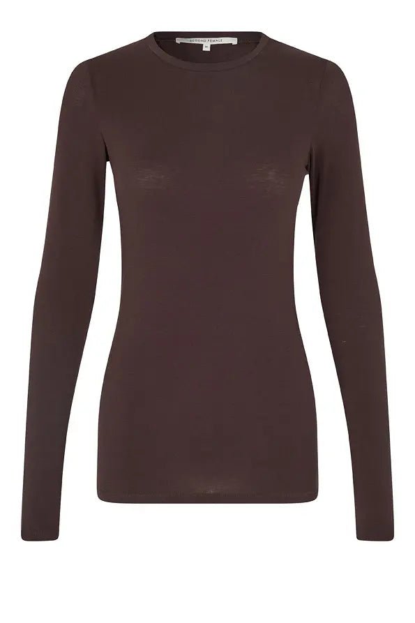 Matima O - Neck Tee Chocolate Plum | Topper | Smuk - Dameklær på nett