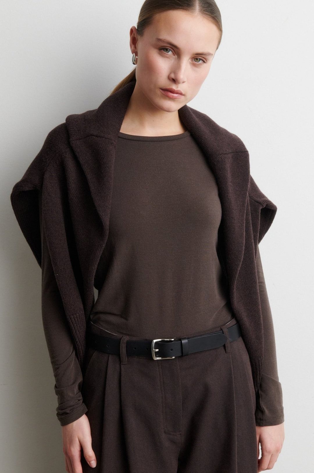 Matima O-Neck Tee Mid Brown Melange | Topper | Smuk