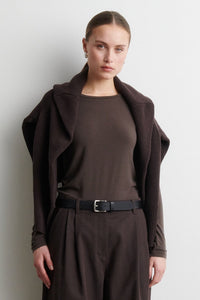 Matima O-Neck Tee Mid Brown Melange