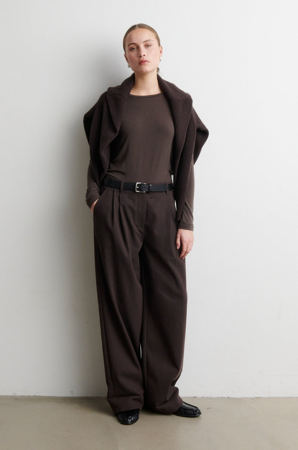 Matima O-Neck Tee Mid Brown Melange | Topper | Smuk