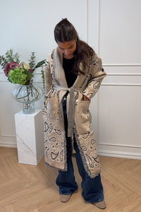 Maxi Fringe Cardigan Beige