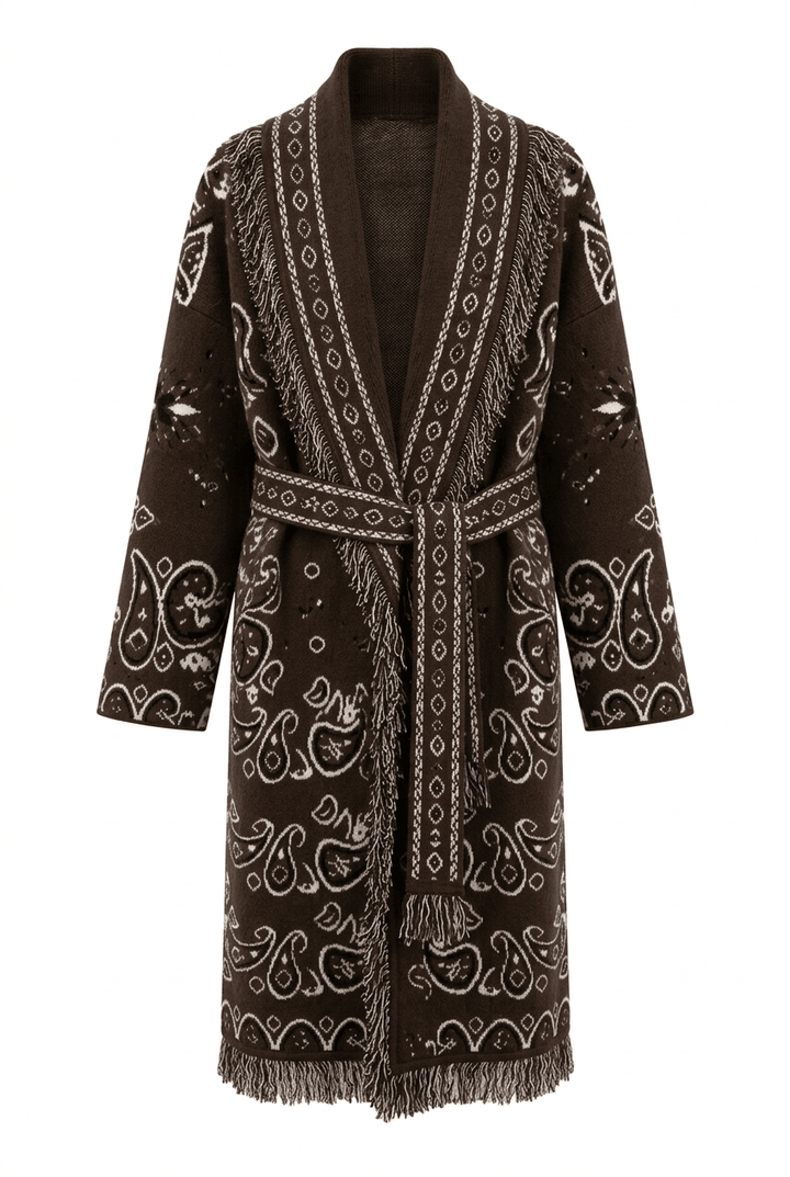Maxi Fringe Cardigan Brown | Genser | Smuk