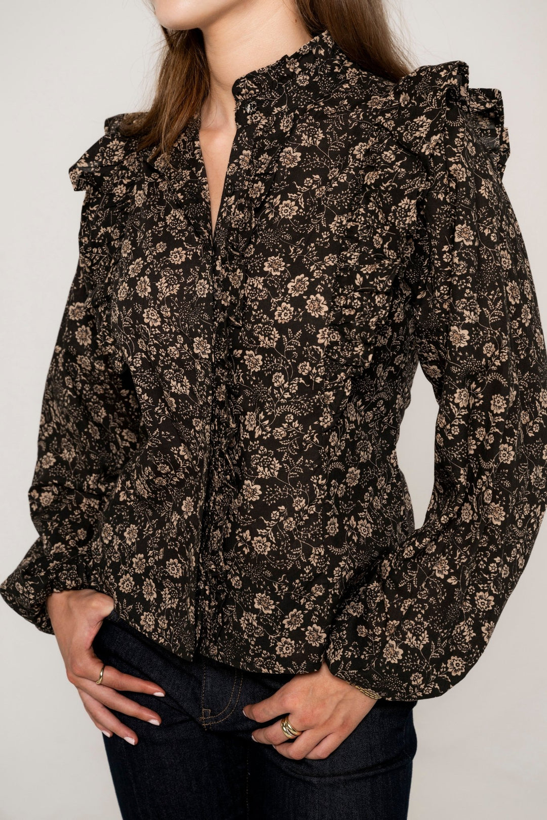 Maya Blouse Beige Botanic | Skjorter og bluser | Smuk