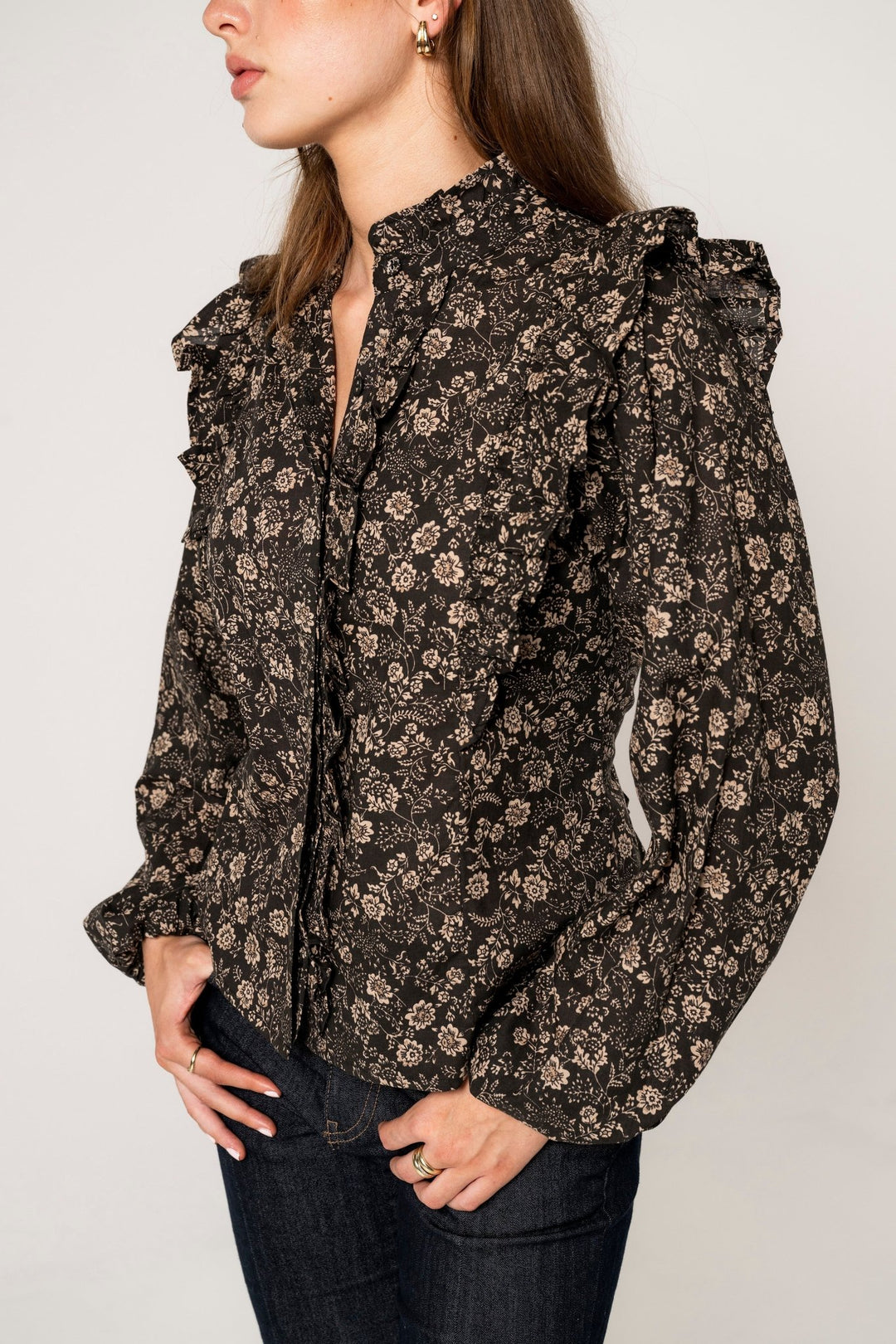 Maya Blouse Beige Botanic | Skjorter og bluser | Smuk
