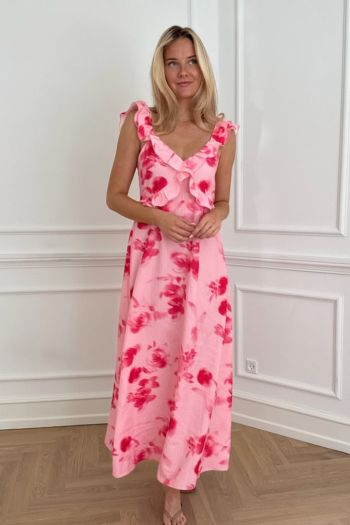 Melba Dress Abstract Pink Flower Print | Kjoler | Smuk - Dameklær på nett